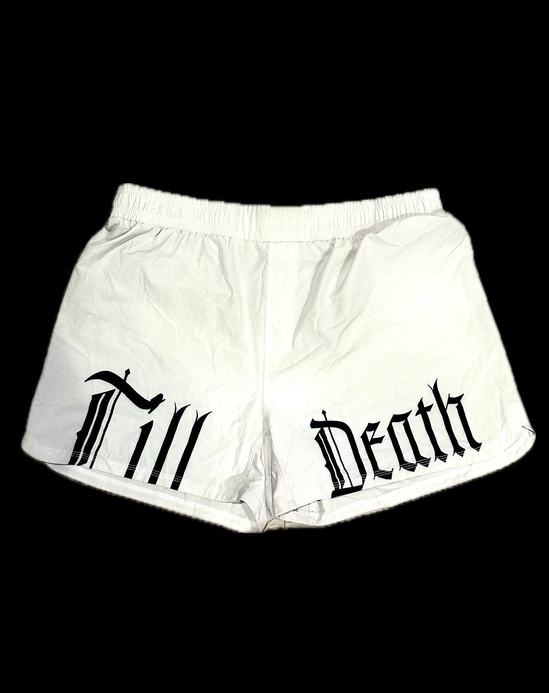 TILL DEATH GRAPPLING SHORTS WHITE - CommittedTillDeath.com