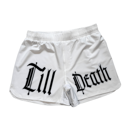 TILL DEATH GRAPPLING SHORTS WHITE - CommittedTillDeath.com